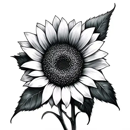 Black And Grey Soft Shaded Sunflower
