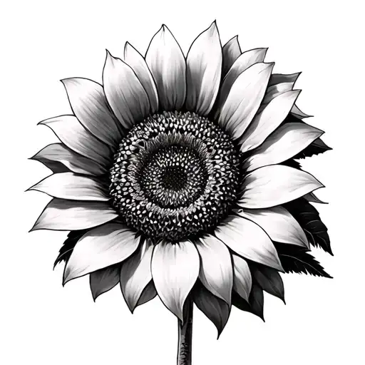 Black And Grey Soft Shaded Sunflower