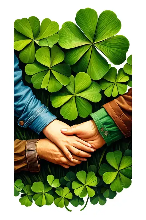 Four Leaf Clover And Family Holding Hands