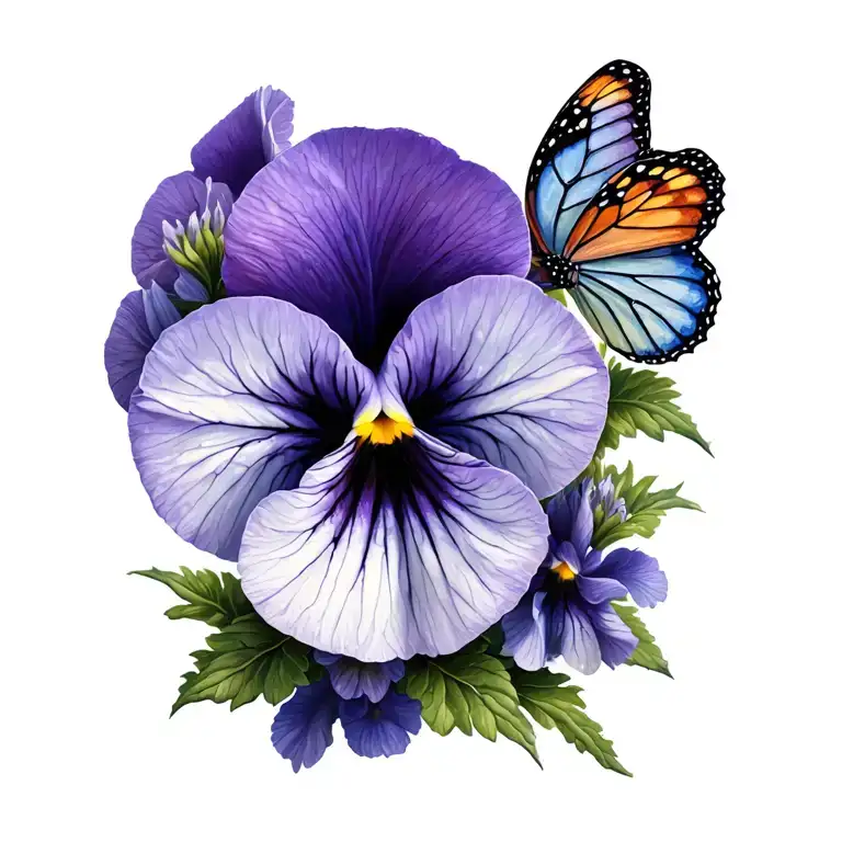 Pansy Flower With Butterfly