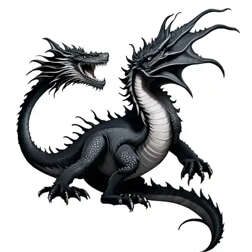 Black And Grey Soft Shaded Dragons