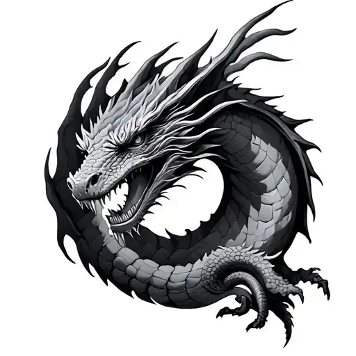 Black And Grey Soft Shaded Dragons