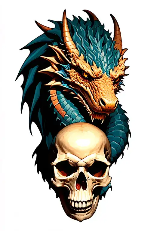 Dragon Holding A Viking Skull