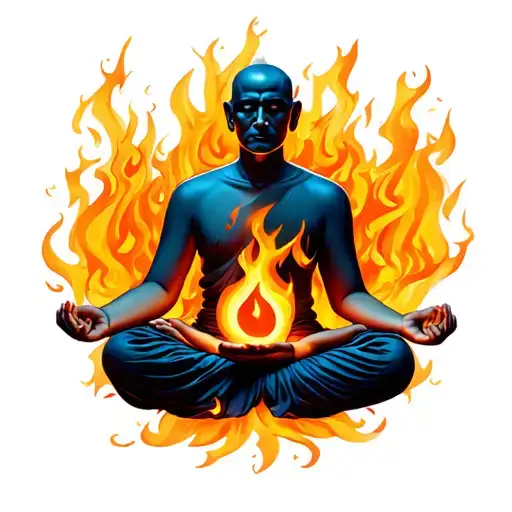 Monk Meditating In Burning Fire