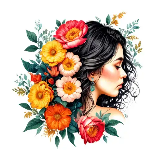 Katlyn And Flowers Intertwined