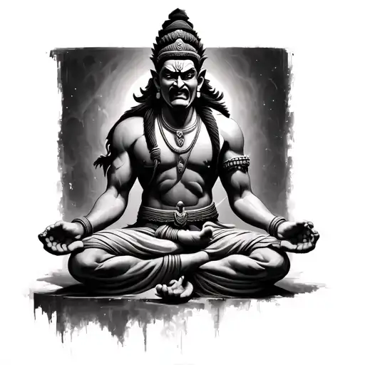 Angry Hanuman Meditating