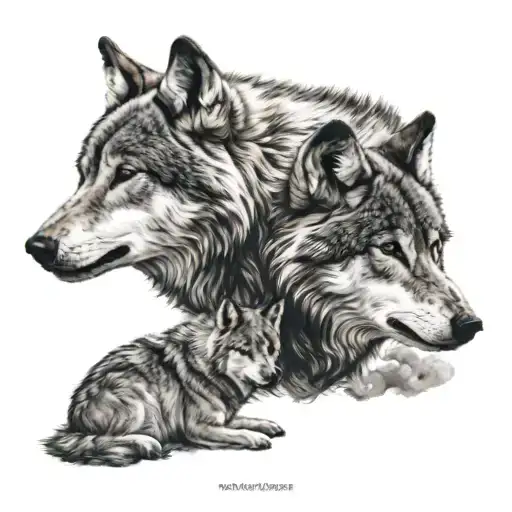 Two Wolves Standing Side By Side