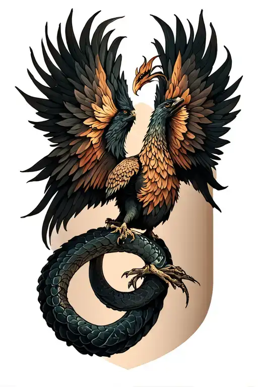 Phoenix Snaking Acorss Upper Thigh