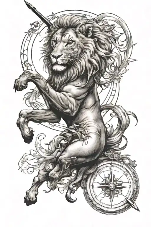 Create A Realistic Tattoo Including Leo And Sagittarius