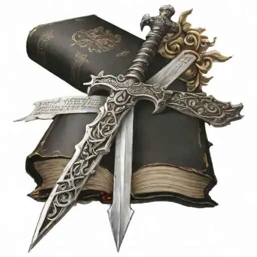 Sword With Bible Scripture Verses Flowing