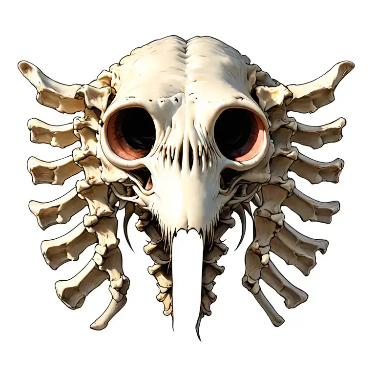 Half-animal Spine Tattoo Design