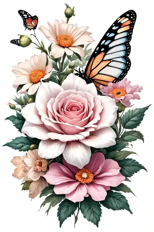 Roses Daffodil Chrysanthemum Butterfly