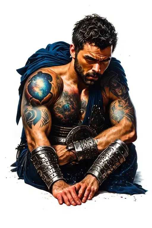 Leon Stylo Looking At The Galaxy Sitting With An Appearance Of Gladiator's Movie