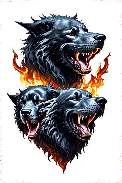 Cerberus 3 Heads Guarding Gates To Hell