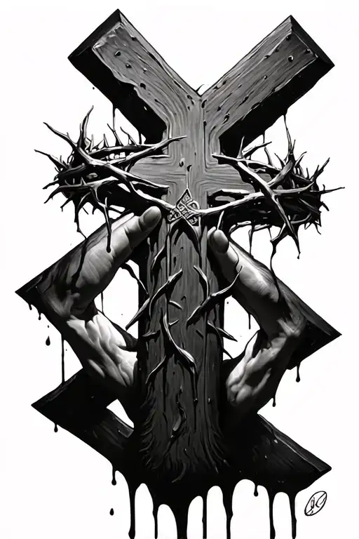Cross And Crown Of Thorns Bleeding