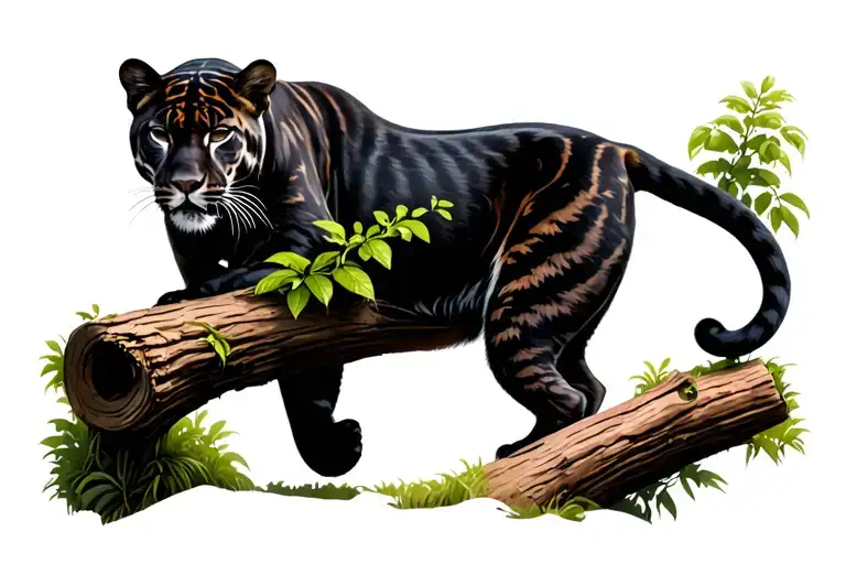 Gemini Panther Walking On Log