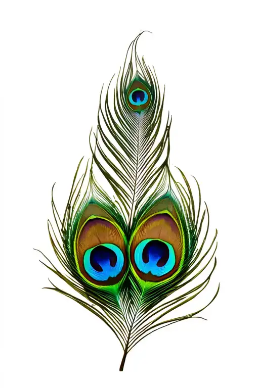 Two Colourful Peacock Feather Attached