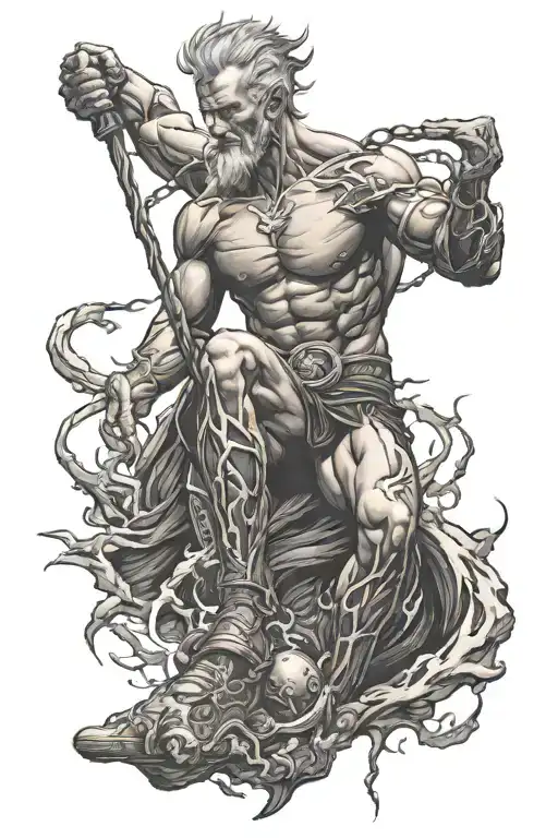 Zues Holding Lightning Leg