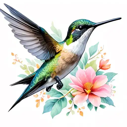 Hummingbird With A Gratitude Symbol Integrated