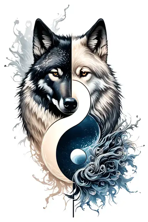 Wolf Yin Yang Symbol