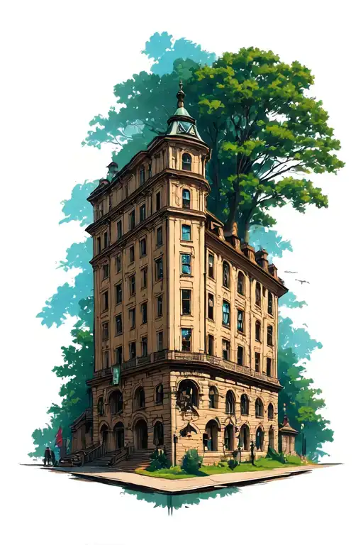 Angles And 16Th Century Buildings Transitioning To A Forrest