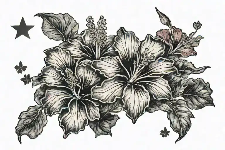 South Korean Veteran Saluting In Front Of The National Flag With A Background Of Hibiscus Flowers