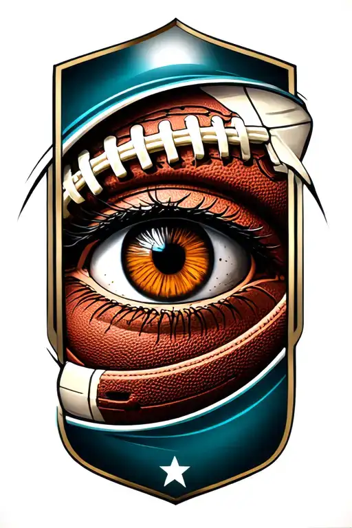 Eye With A Football Badge Intertwined