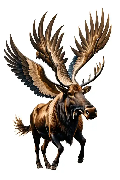 Moose With Wings Flying