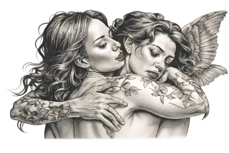 Nude Woman Holding Each Other