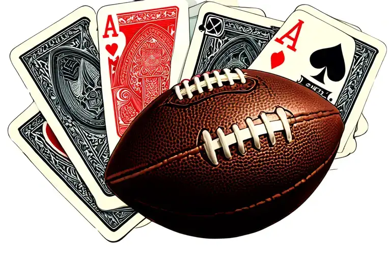 Football And Playing Cards Gambling Themed