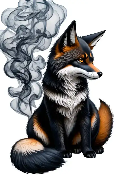 Smoke With A Kitsune Sitting Together