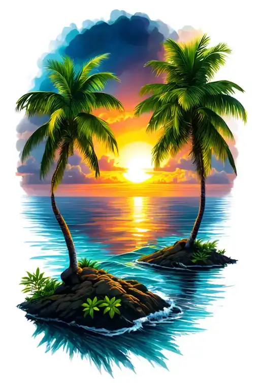 Island Sunset Reflecting