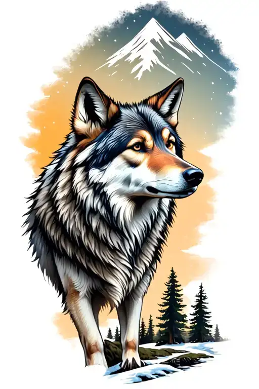 Wolf And Woods And Mountains