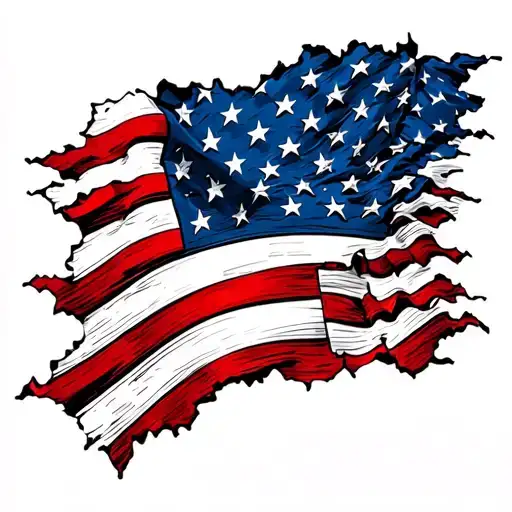 Torn Usa Flag With Banner