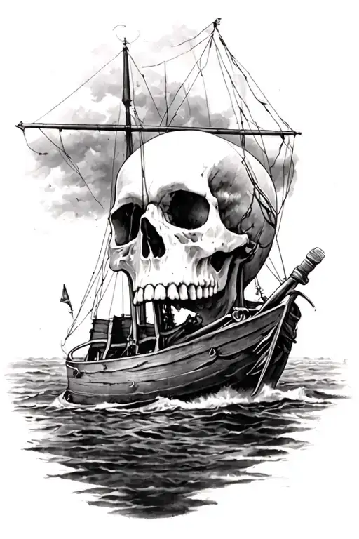 Skull With A Boat
