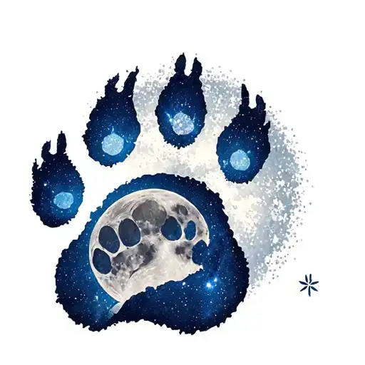 Moon And Paw Print