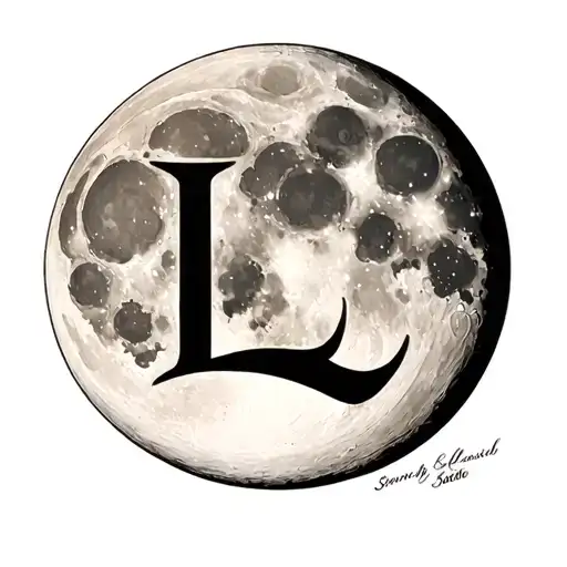 Moon And The Letter L In Cursive