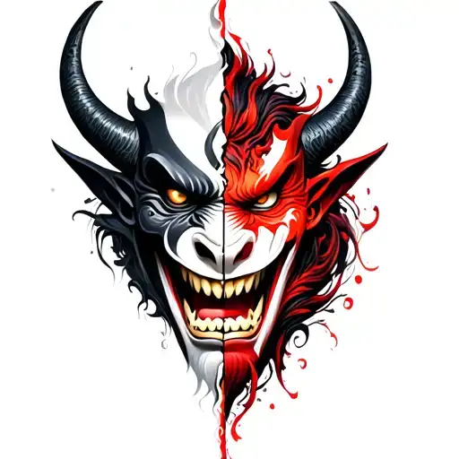 Oni Mask Split In Half