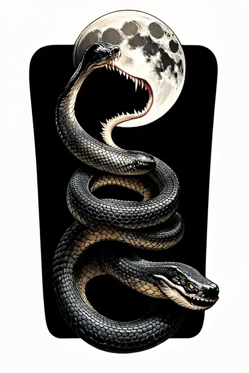 Snake Wrapping Trying To Eat The Moon