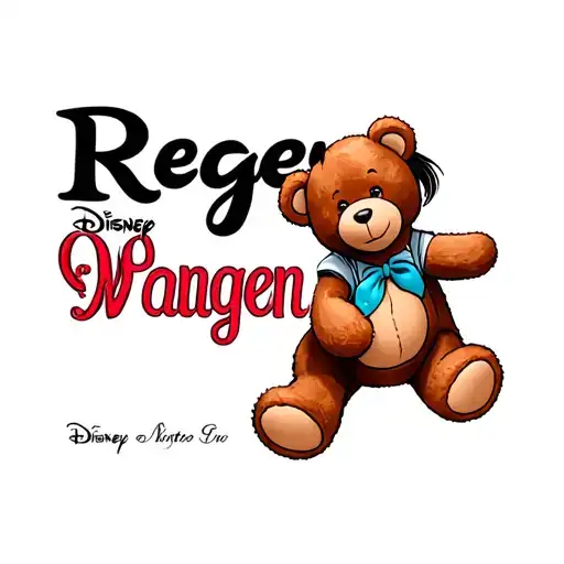 Full Body Baby Disney Wendy With A Teddy Bear And The Name Reagen