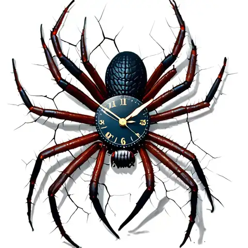 Cracked Black Widow Spider Clock
