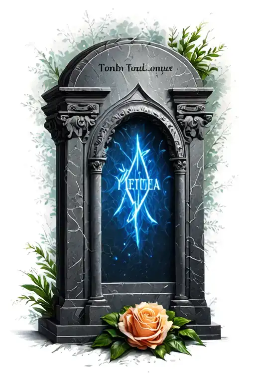 Tomb Stone With The Name Blue Across The Top