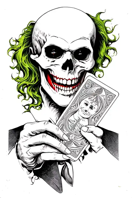 A Skull Joker Holding A Tarot Card In One Hand And The Other Invites Us