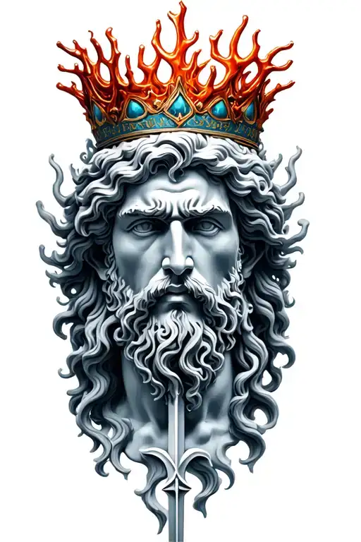 Poseidon God Coral Crown Trident
