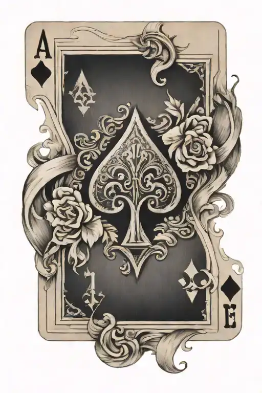 Ace Of Spades Overlapping 2 Of Diamonds Playing Card