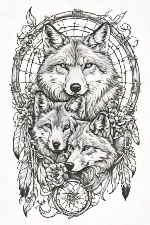Fox And Wolf Dream Catcher Entangled