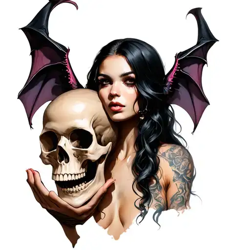 Succubus Holding A Skull