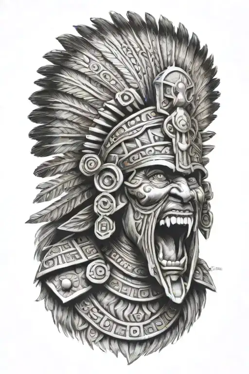 Aztec Warrior Screaming Intense