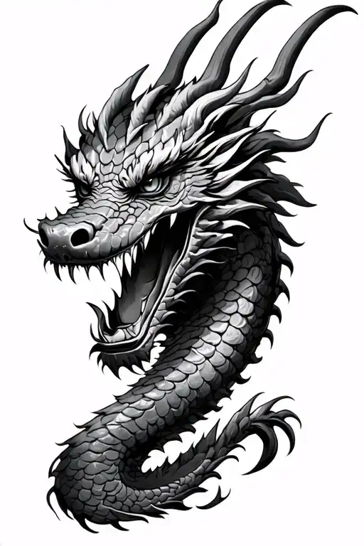 I Want You To Draw Me A Japanese Dragon Head With 3 Fingers Very Detail