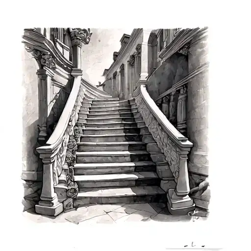 Greek Tattoo With A Stair Way